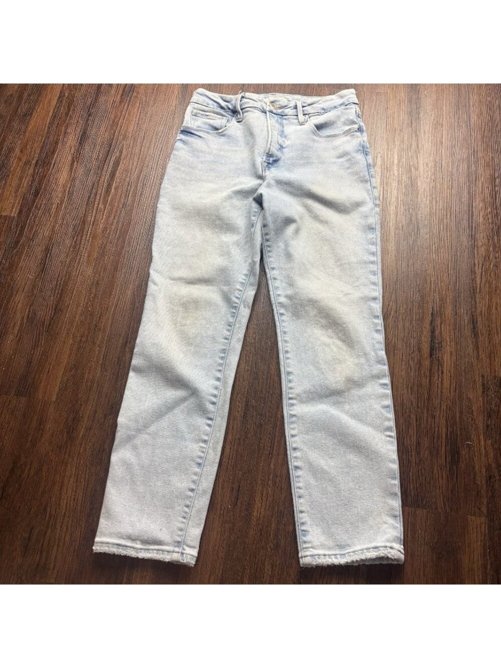 Good American Straight Jeans Light Wash Stretch Mid Rise Women’s Size 28